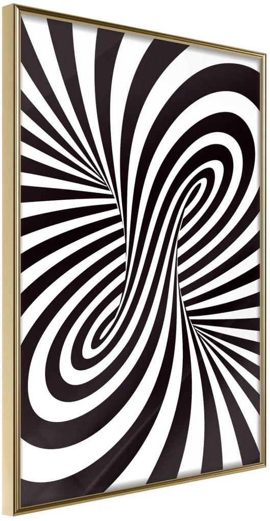 Αφίσα - Black and White Swirl - 30x45 - Χρυσό - Χωρίς πασπαρτού