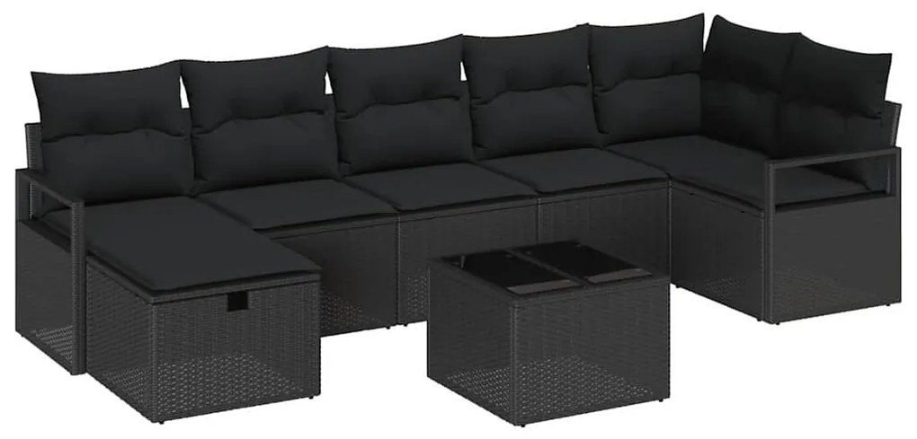 vidaXL Σετ Καναπέ Κήπου 8 pcs Μαύρο 287 x 122 x 85 εκ Πολυ ράταν