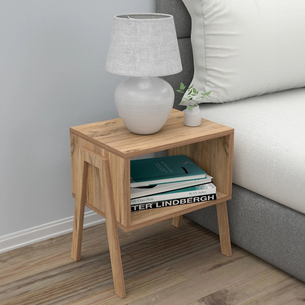 ΚΟΜΟΔΙΝΟ JAKE HM18182.04 ΜΕΛΑΜΙΝΗ ΣΕ ΦΥΣΙΚΟ ΞΥΛΟΥ 48x35x49Υεκ. - 0615364 - HM18182.04