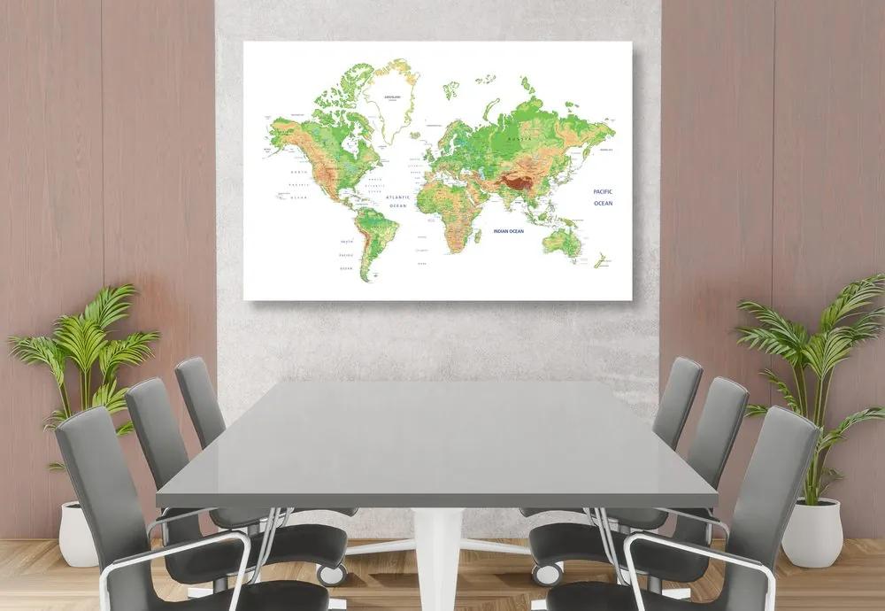 Εικόνα κλασικού παγκόσμιου χάρτη με λευκό φόντο - 90x60