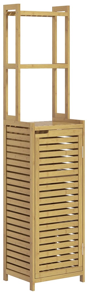 HOMCOM Ράφι Μπάνιου Ράφι Μπάνιου, 3 Ράφια, 1 Ντουλάπι, 38,5 cm x 33 cm x 170 cm, Φυσικό