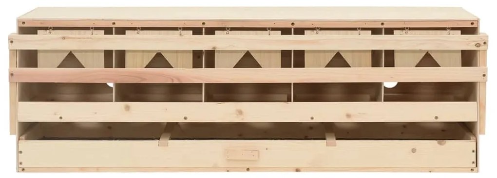 vidaXL Φωλιά για Κότες με 5 Θέσεις 117x33x38 εκ. από Μασίφ Ξύλο Πεύκου