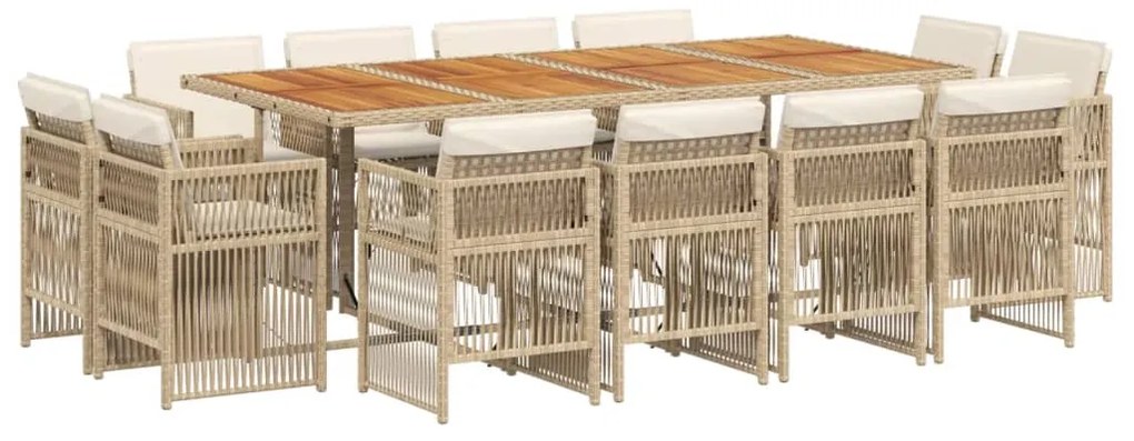 vidaXL Σετ Τραπεζαρίας Κήπου 13 τεμ. Μπεζ Συνθ. Ρατάν με Μαξιλάρια