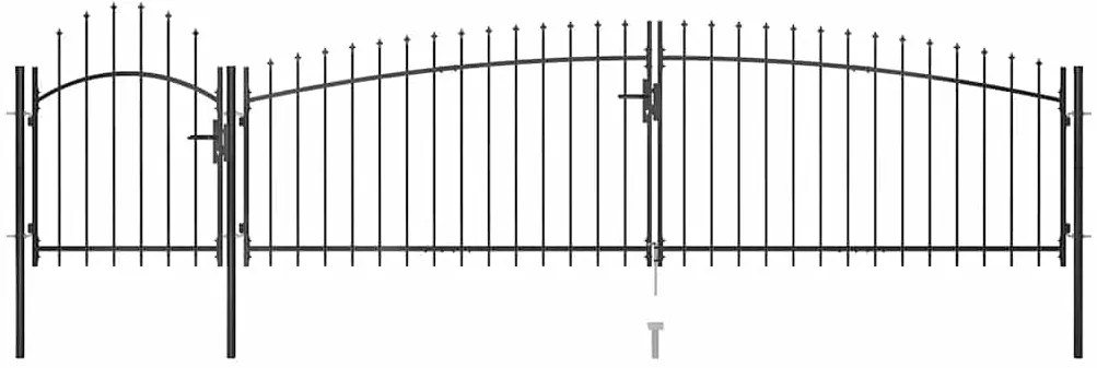 vidaXL Καγκελόπορτα με Λόγχες Μαύρη 5 x 1,5 μ.