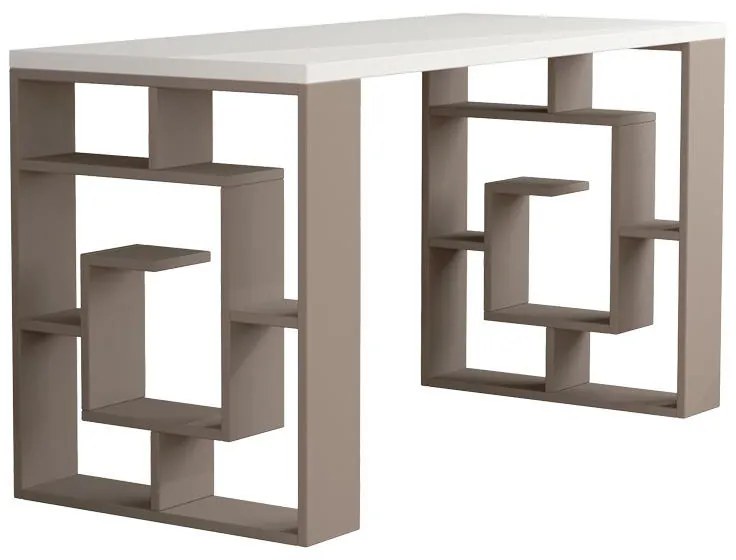 Γραφείο Labirent σε Λευκό - Μόκα 140x60x75 εκ. 140x60x75 εκ.