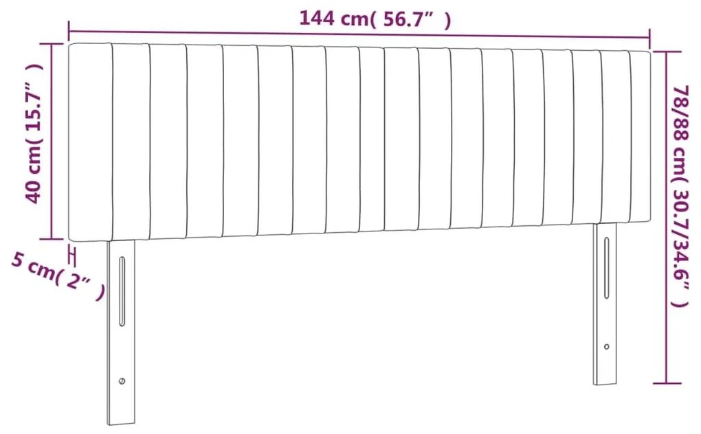 Κεφαλάρι Κρεβατιού LED Ανοιχτό Γκρι 144x5x78/88 εκ. Υφασμάτινο - Γκρι