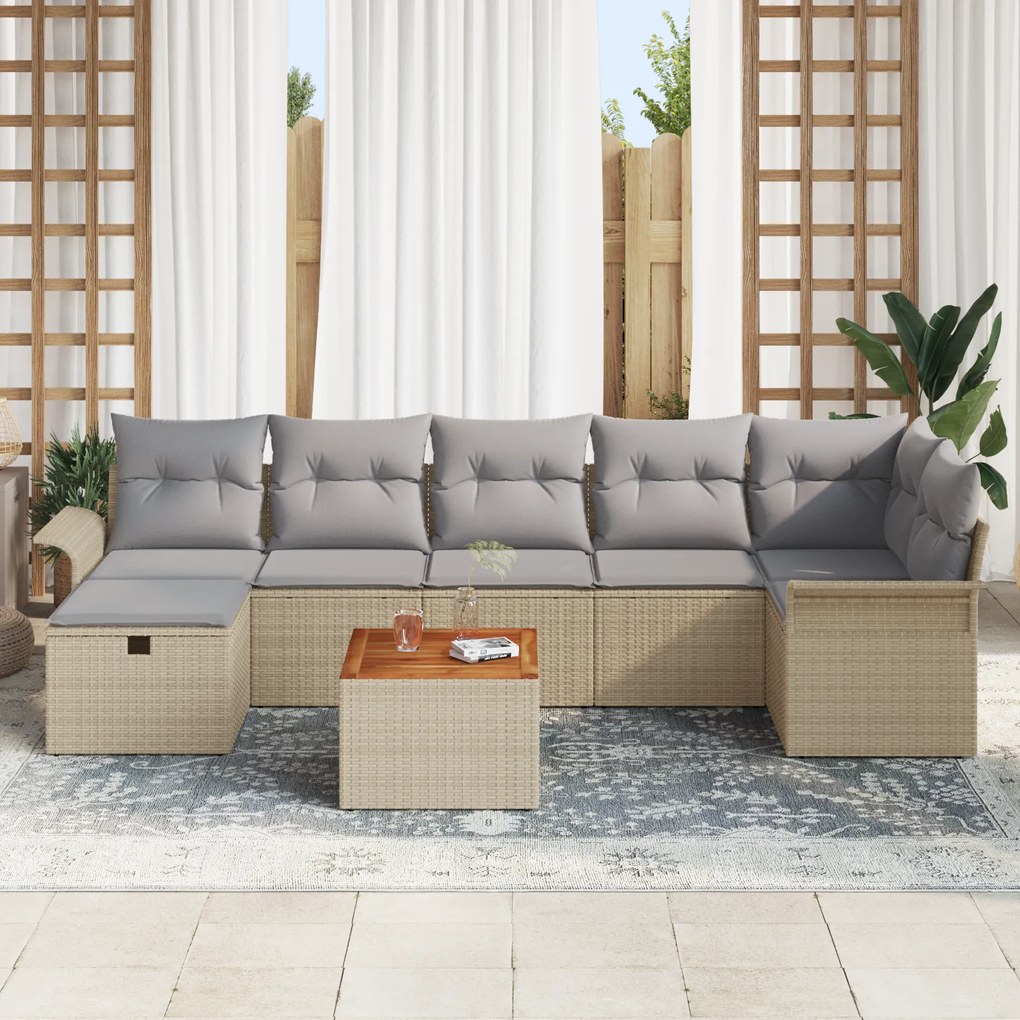 vidaXL Σετ Καναπέ Κήπου 8 pcs Μπεζ 297.5 x 132.5 x 69 εκ