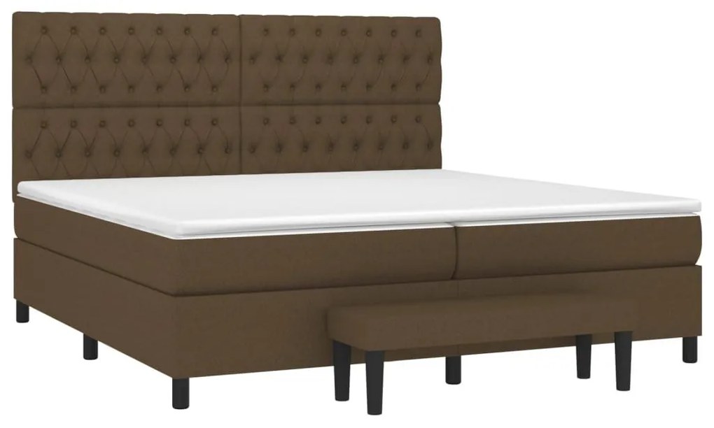 Κρεβάτι Boxspring με Στρώμα Σκούρο Καφέ 200x200 εκ. Υφασμάτινο - Καφέ