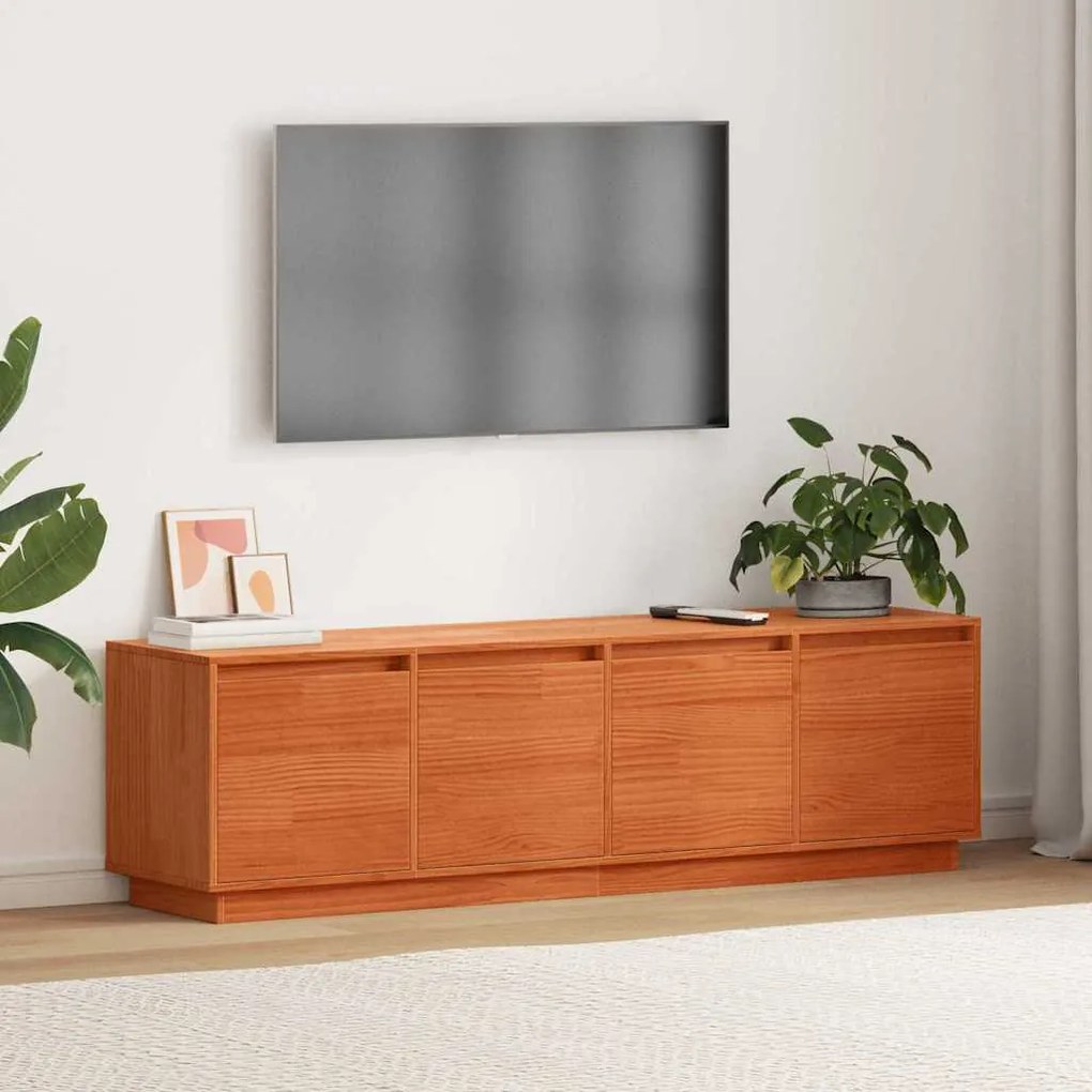 vidaXL Ντουλάπι TV Καφέ 156 x 37 x 45 εκ Μασίφ ξύλο πεύκου