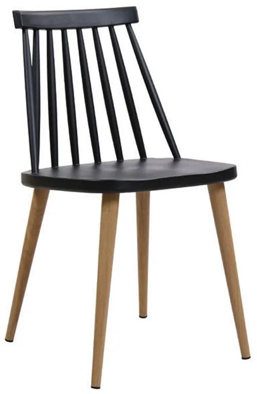 ΕΜ139,2 LAVIDA Καρέκλα Τραπεζαρίας Κουζίνας, Μέταλλο Βαφή Φυσικό PP Μαύρο  43x48x77cm Φυσικό/Μαύρο,  Μέταλλο/PP - ABS - Polywood, , 4 Τεμάχια