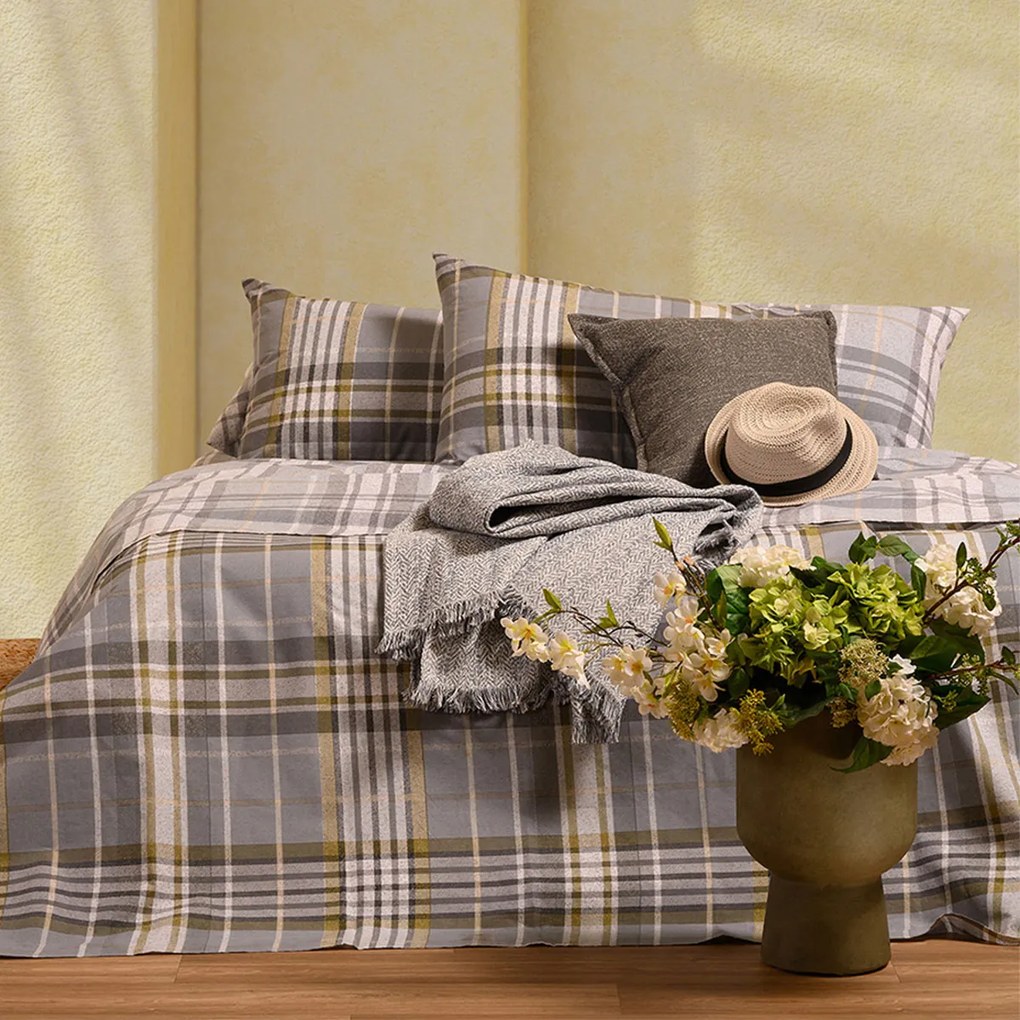 Σεντόνια King Size (Σετ) Melinen Ultra Line Jonas Grey Γκρι ΜΕ ΛΑΣΤΙΧΟ 180x200+32