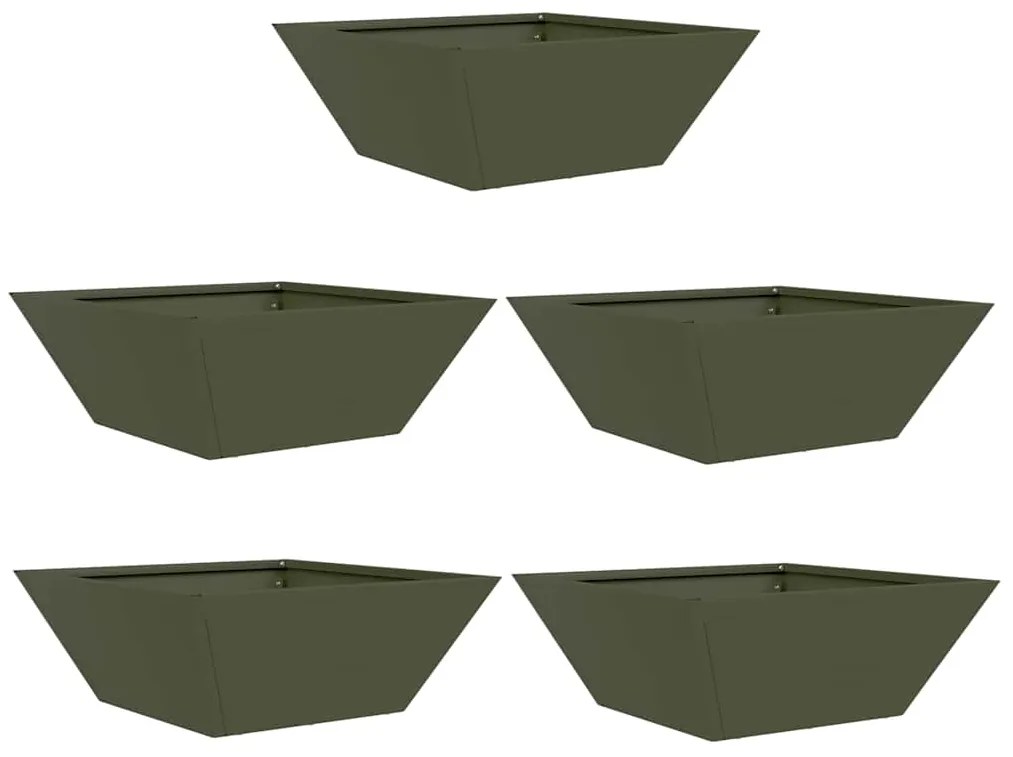 vidaXL Σετ Γλάστρες Κωδ. Κήπου 5 τεμ Ελιάς 40x40x15 εκ Ατσάλι