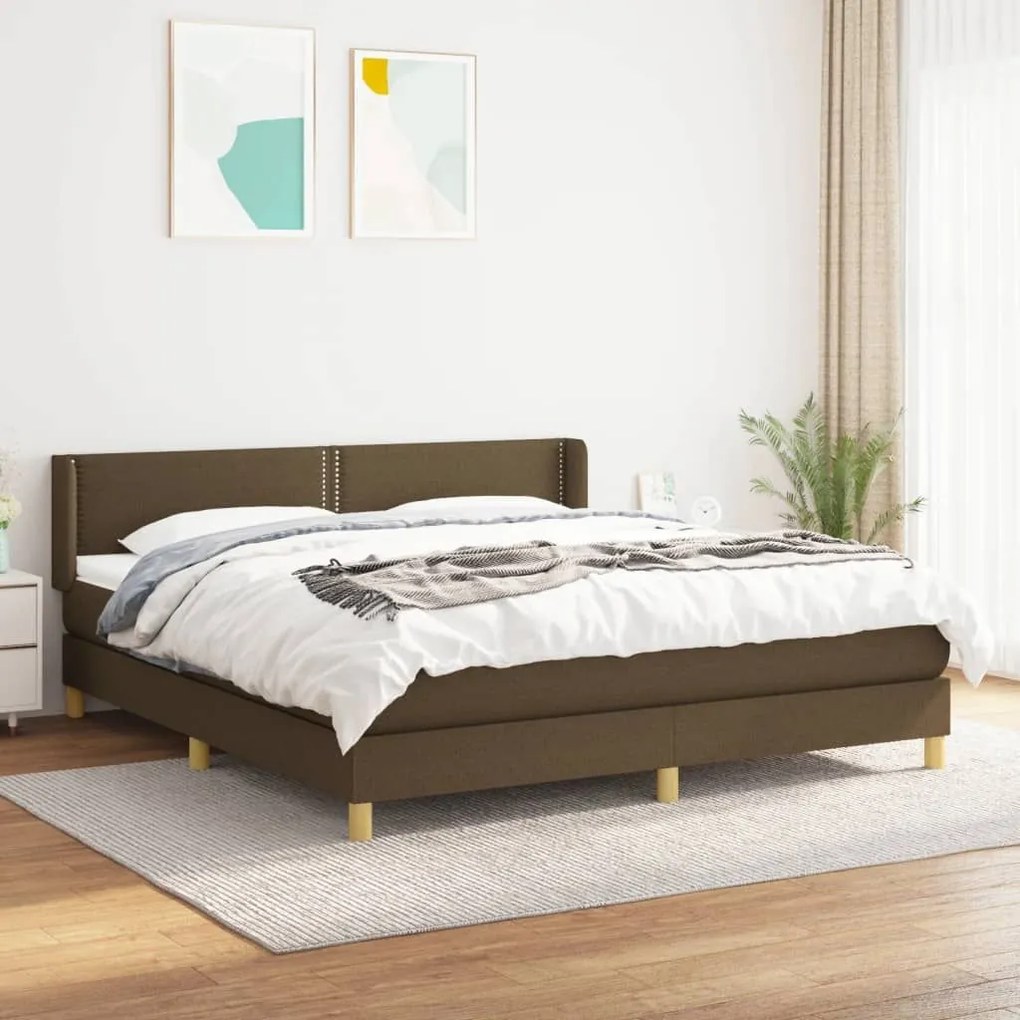 ΚΡΕΒΑΤΙ BOXSPRING ΜΕ ΣΤΡΩΜΑ ΣΚΟΥΡΟ ΚΑΦΕ 160X200 ΕΚ ΥΦΑΣΜΑΤΙΝΟ 3130204