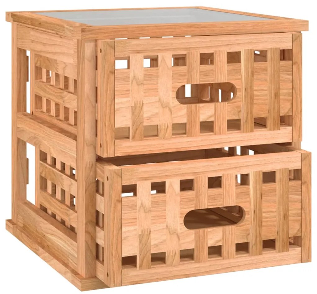 vidaXL Κομοδίνα 2 τεμ. 34 x 34 x 34 εκ. από Μασίφ Ξύλο Καρυδιάς