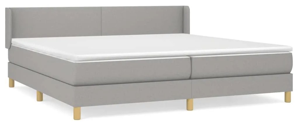 Κρεβάτι Boxspring με Στρώμα Ανοιχτό Γκρι 200x200 εκ. Υφασμάτινο - Γκρι