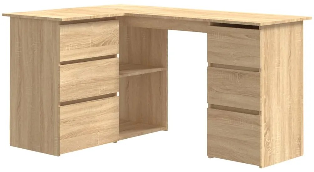 vidaXL Γραφείο Γωνιακό Sonoma Δρυς 145 x 100 x 76 εκ. από Επεξ. Ξύλο