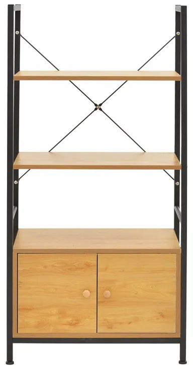 Ραφιέρα επιδαπέδια με ντουλάπι Kuili pakoworld μέταλλο μαύρο-mdf σε oak απόχρωση 60x36x121εκ