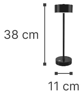 Επιτραπέζιο φωτιστικό Crater Rechargeable LED 2W 3CCT Touch Table Lamp Black D:38cmx11cm (80100110) - 1.5W - 20W - 80100110
