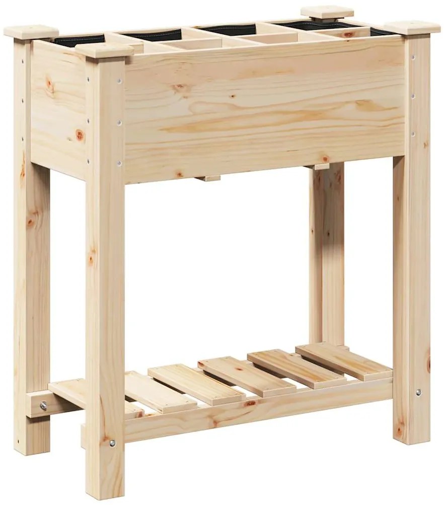 vidaXL Γλάστρα Κήπου με ράφι Μπεζ 71 x 37 x 76.5 εκ Στερεό ξύλο έλατου