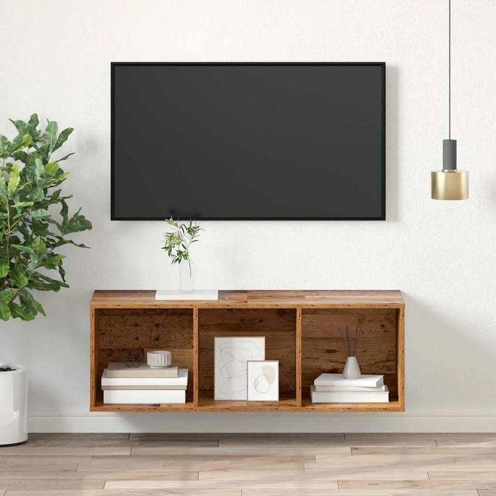 vidaXL Τοίχου Ντουλάπι Τηλεόρασης Παλαιό ξύλο 37 x 37 x 107 εκ