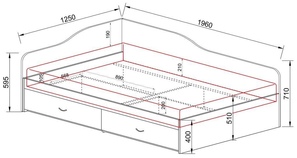 Κρεβάτι μονό 1212030 Βέγγε, 120/190, Genomax