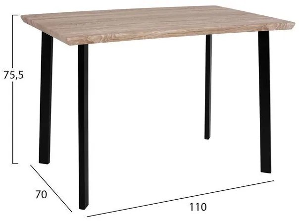 Σετ τραπεζαρίας C11020 5τμχ με Τραπέζι Sonama 110x70x75,5εκ. &amp; Καρέκλες Μαύρες