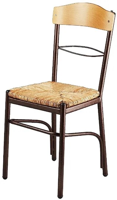 Καρέκλα με φυσική ψάθα σε χρώμα καφέ 40x36x90