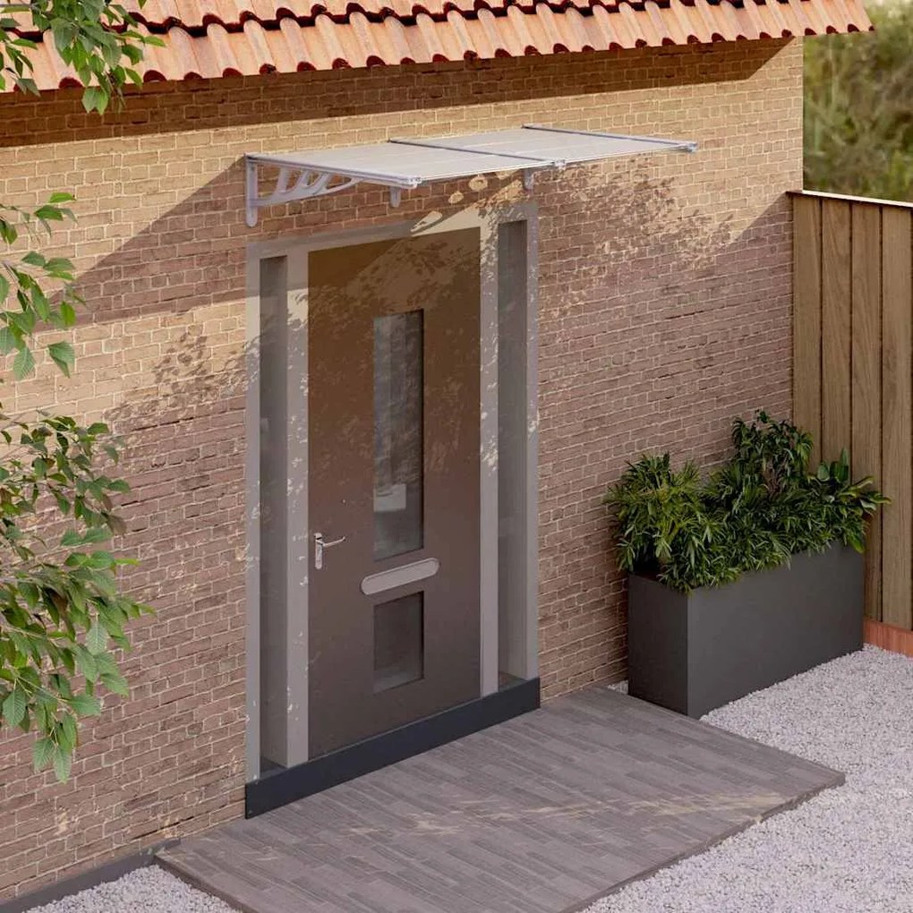 vidaXL Στέγαστρο Πόρτας Γκρι &amp; Διαφανές 152,5x90 εκ από Πολυκαρβονικό