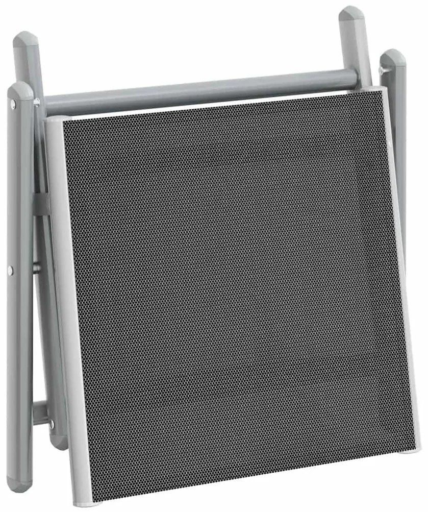 vidaXL Πτυσσόμενο Υποπόδιο Μαύρο και Ασημί από Textilene και Αλουμίνιο