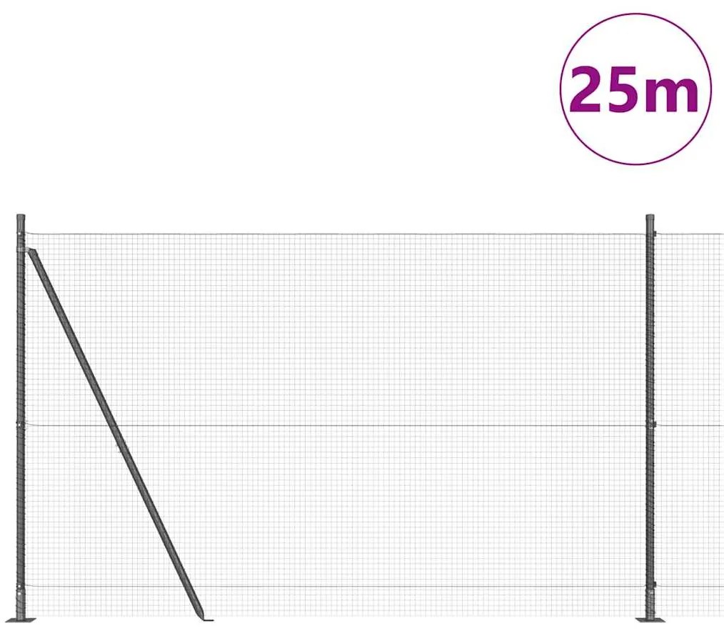 vidaXL Στύλος Περιφράξεων Γκρι 25 x 1,5 μ (19 x 19 χιλ πλέγμα) Ατσάλι
