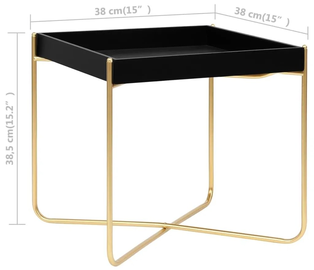 Τραπέζι Βοηθητικό Μαύρο / Χρυσό 38 x 38 x 38,5 εκ. από MDF - Μαύρο