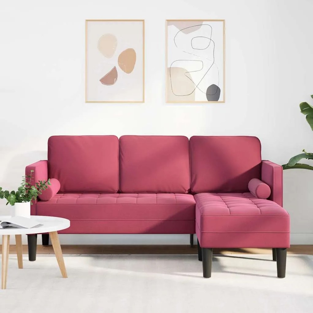 vidaXL Σετ Καναπέ Μπορντό 173 x 131 x 67 εκ Βελούδο