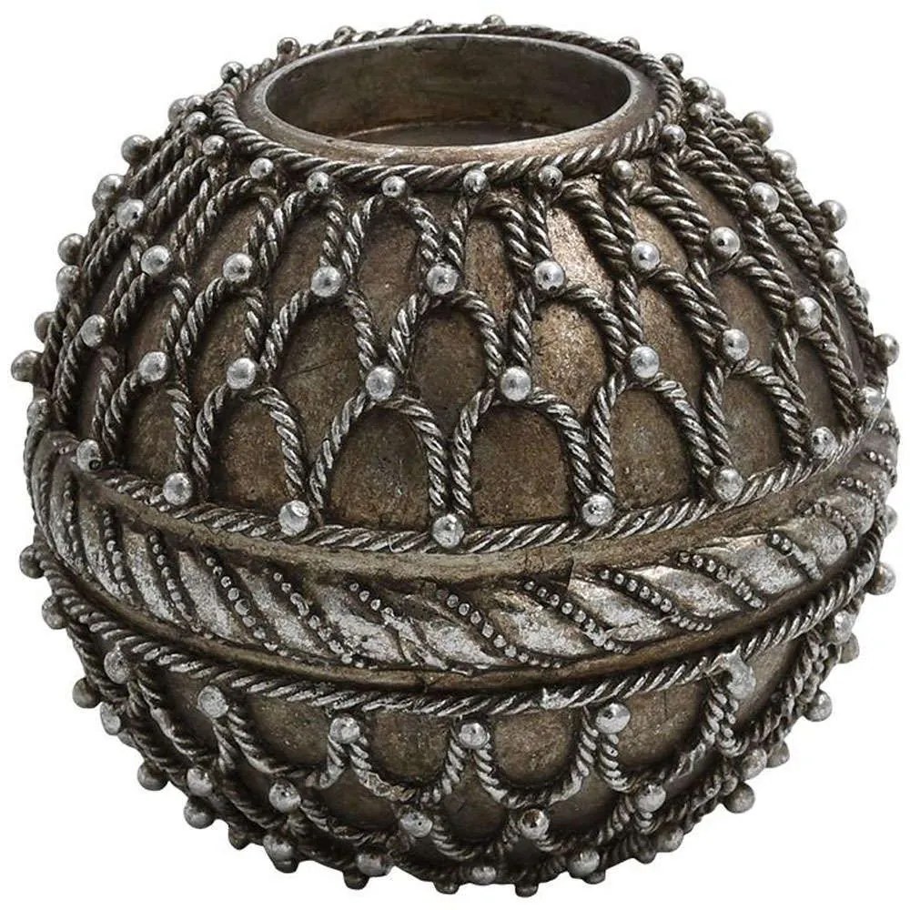 Κηροπήγιο 279-124-239 9x9x9cm Silver Polyresin