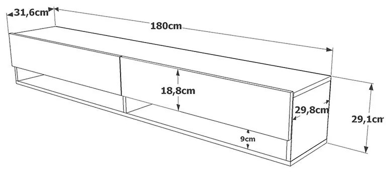 Έπιπλο τηλεόρασης επιτοίχιο Roscoe sonoma 180x31.6x29.6εκ