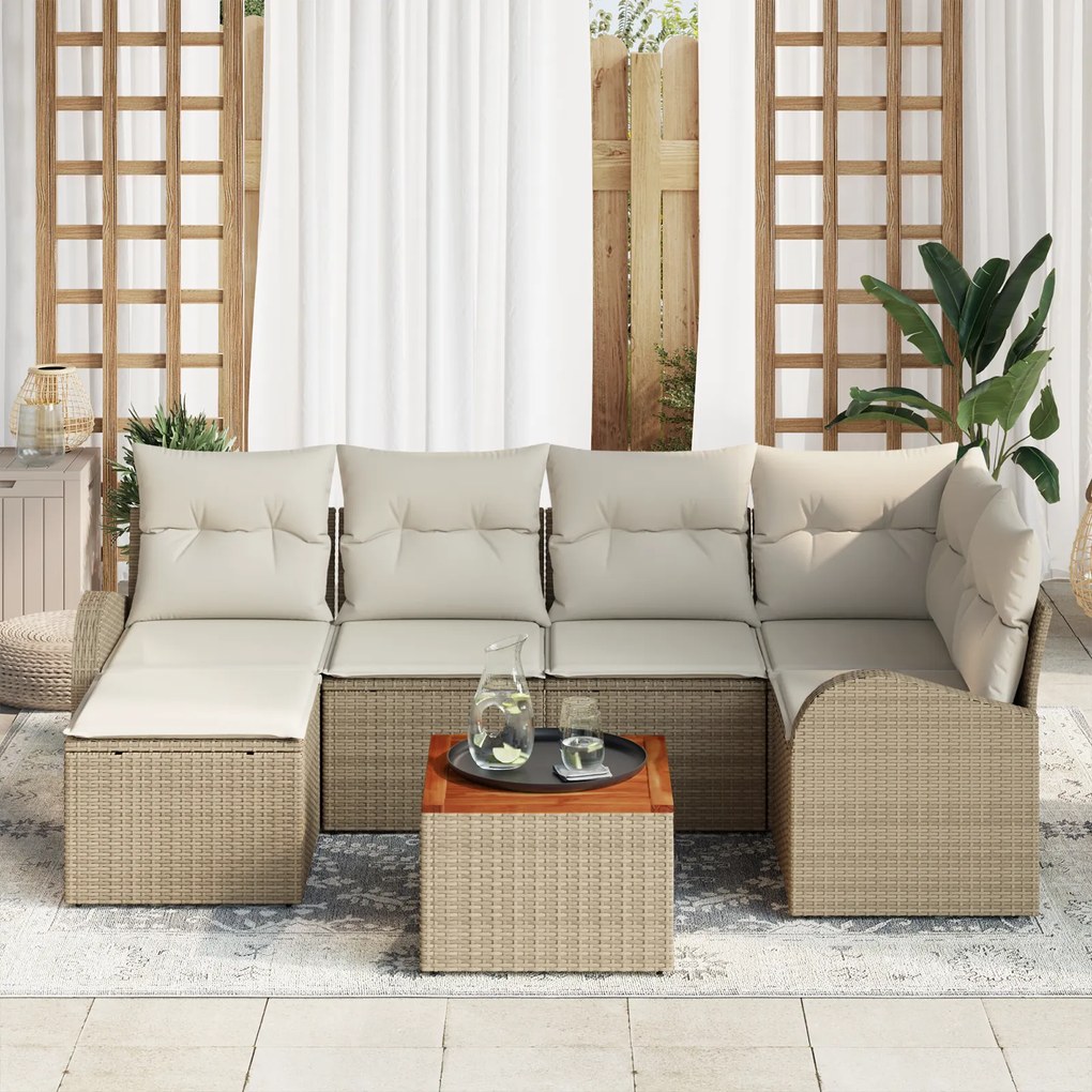 vidaXL Σετ Καναπέ Κήπου 7 pcs Beige, λευκό Μεγάλο