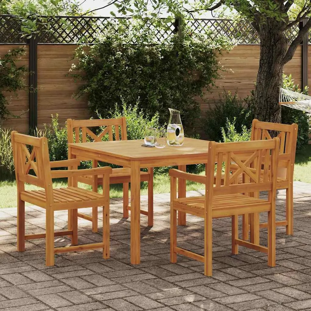 vidaXL Σέτ φαγητού για κήπο 5 pcs Καφέ Μασίφ ξύλο ακακίας
