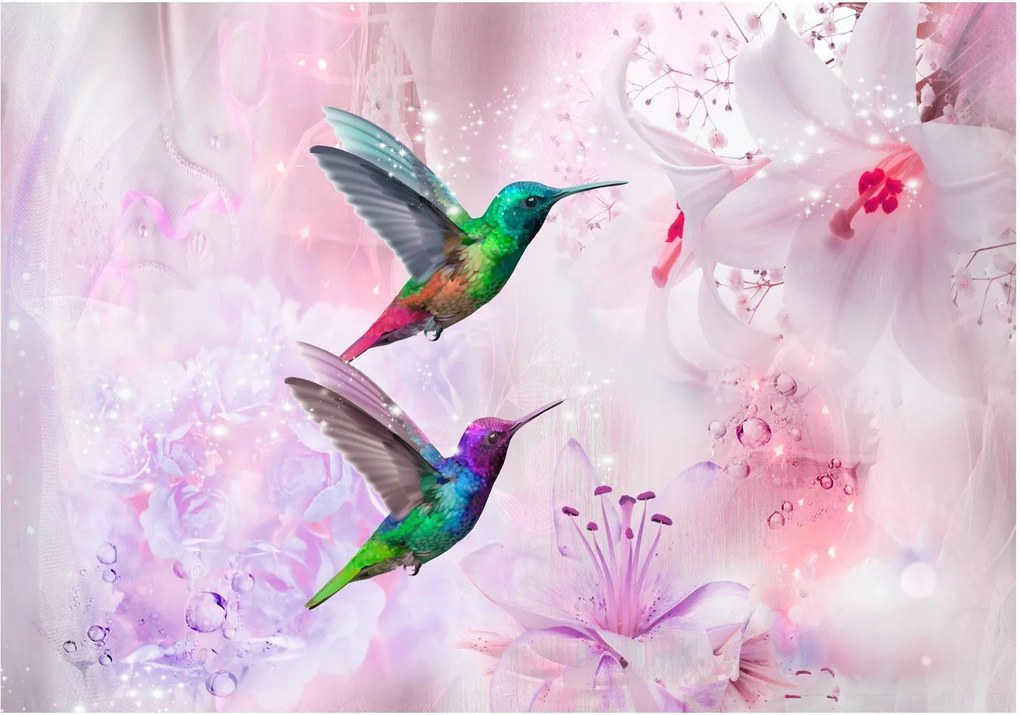 Αυτοκόλλητη φωτοταπετσαρία - Colourful Hummingbirds (Purple) - 441x315