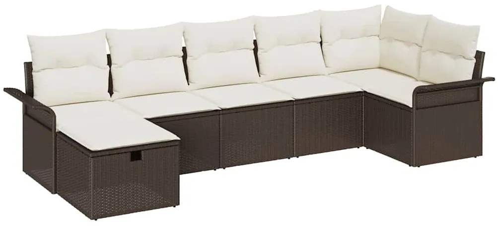vidaXL Σετ Καναπέ Κήπου 7 pcs Καφέ και κρεμ 297.5 x 132.5 x 85 εκ.