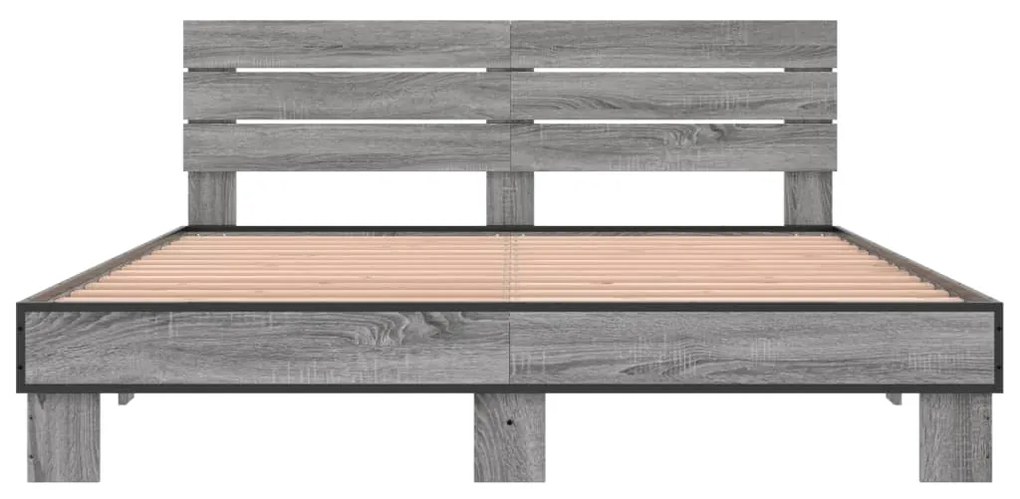 vidaXL Πλαίσιο Κρεβατιού Γκρι Sonoma 160x200 εκ. Επεξ. Ξύλο & Μέταλλο
