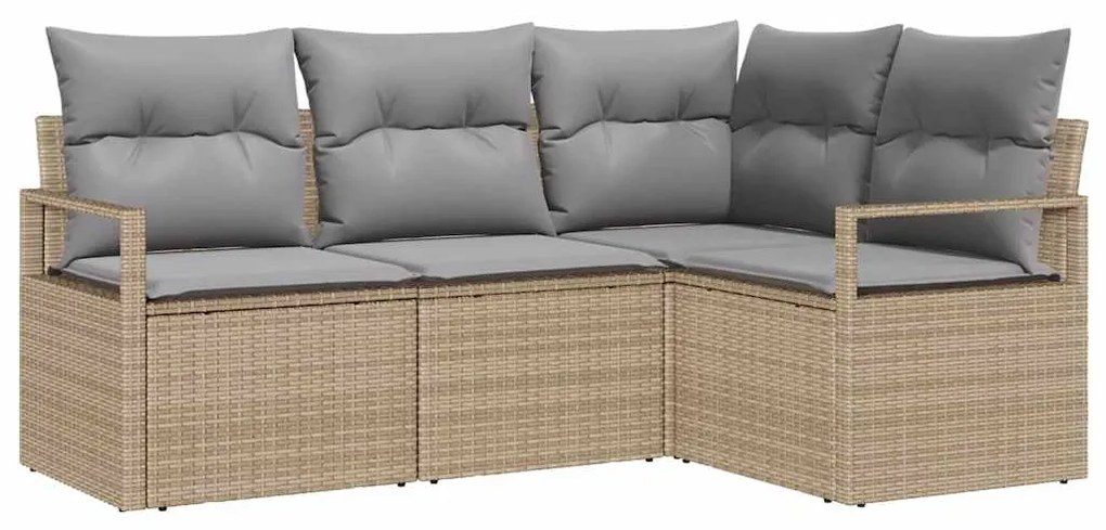vidaXL Σετ Καναπέ Κήπου 4 pcs Μπεζ Πολυ ράταν