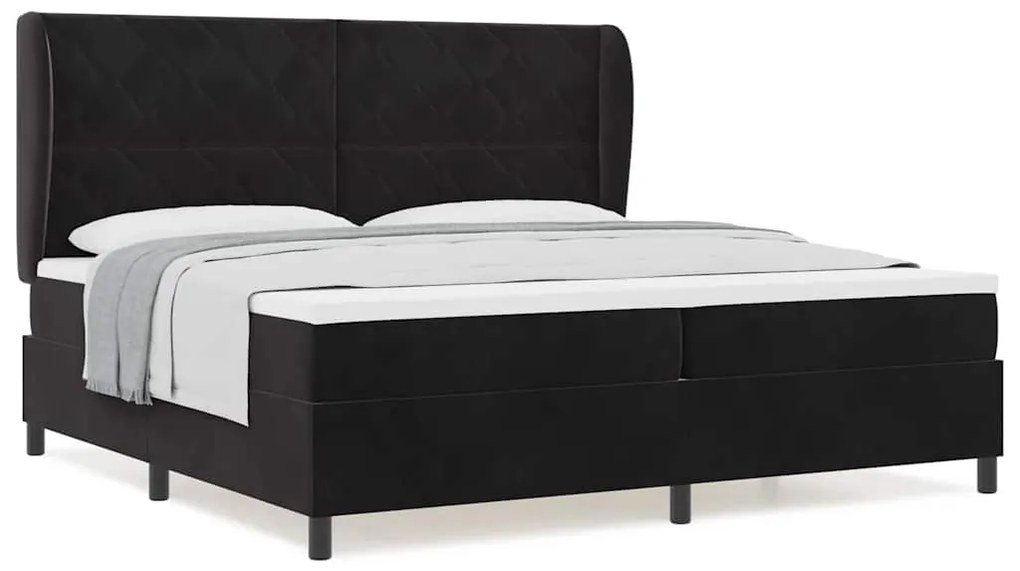 vidaXL Κρεβάτι με ελατήρια με στρώμα Μαύρο 200 x 200 cm Βελούδο
