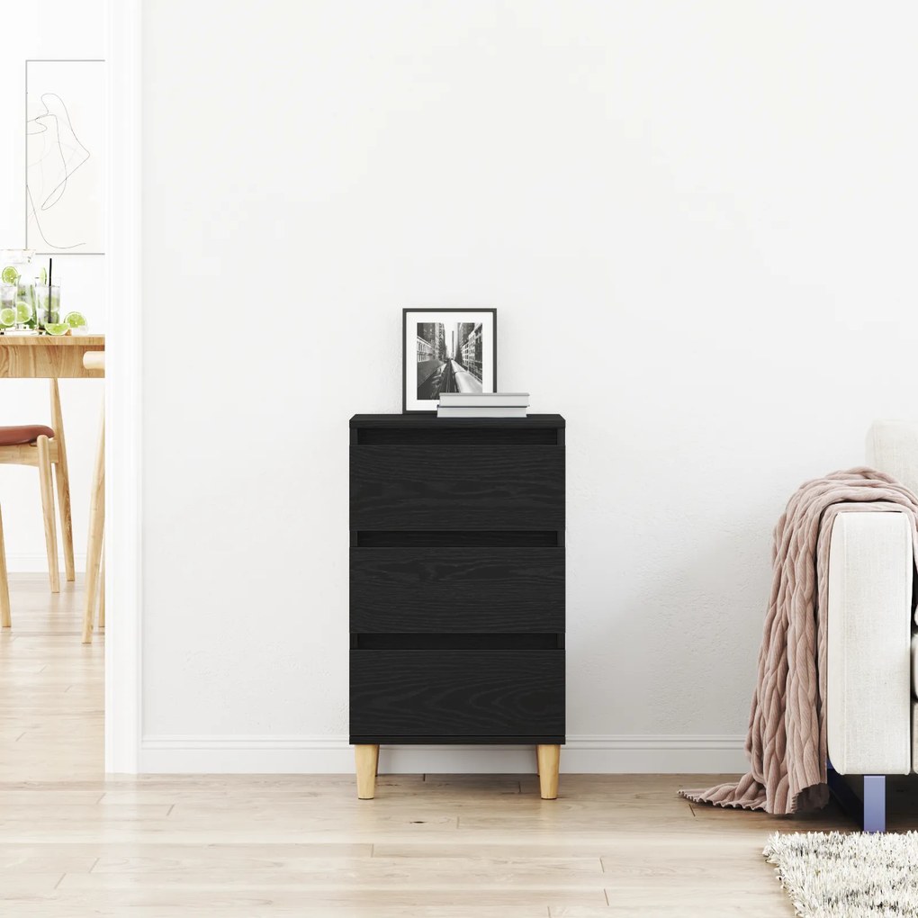 vidaXL Κομοδίνο Μαύρο Δρυς 40x35x70 εκ. Επεξεργασμένο Ξύλο