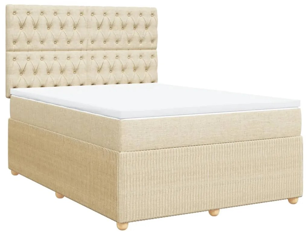 Κρεβάτι Boxspring με Στρώμα Κρεμ 160x200 εκ. Υφασμάτινο - Κρεμ