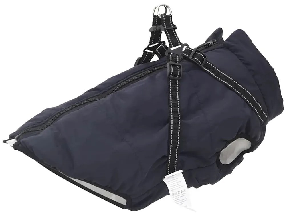 vidaXL Μπουφάν Σκύλου με ιμάντα Σκούρο μπλε 3XL Φλις και Πολυεστέρας