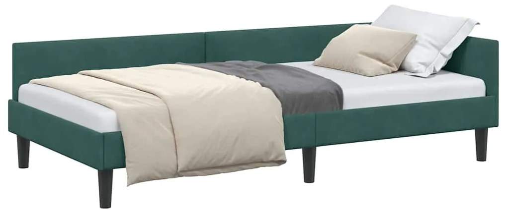 vidaXL Κρεβάτι Γωνίας με κεφαλάρι Σκούρο Πράσινο 90 εκ x 200 εκ