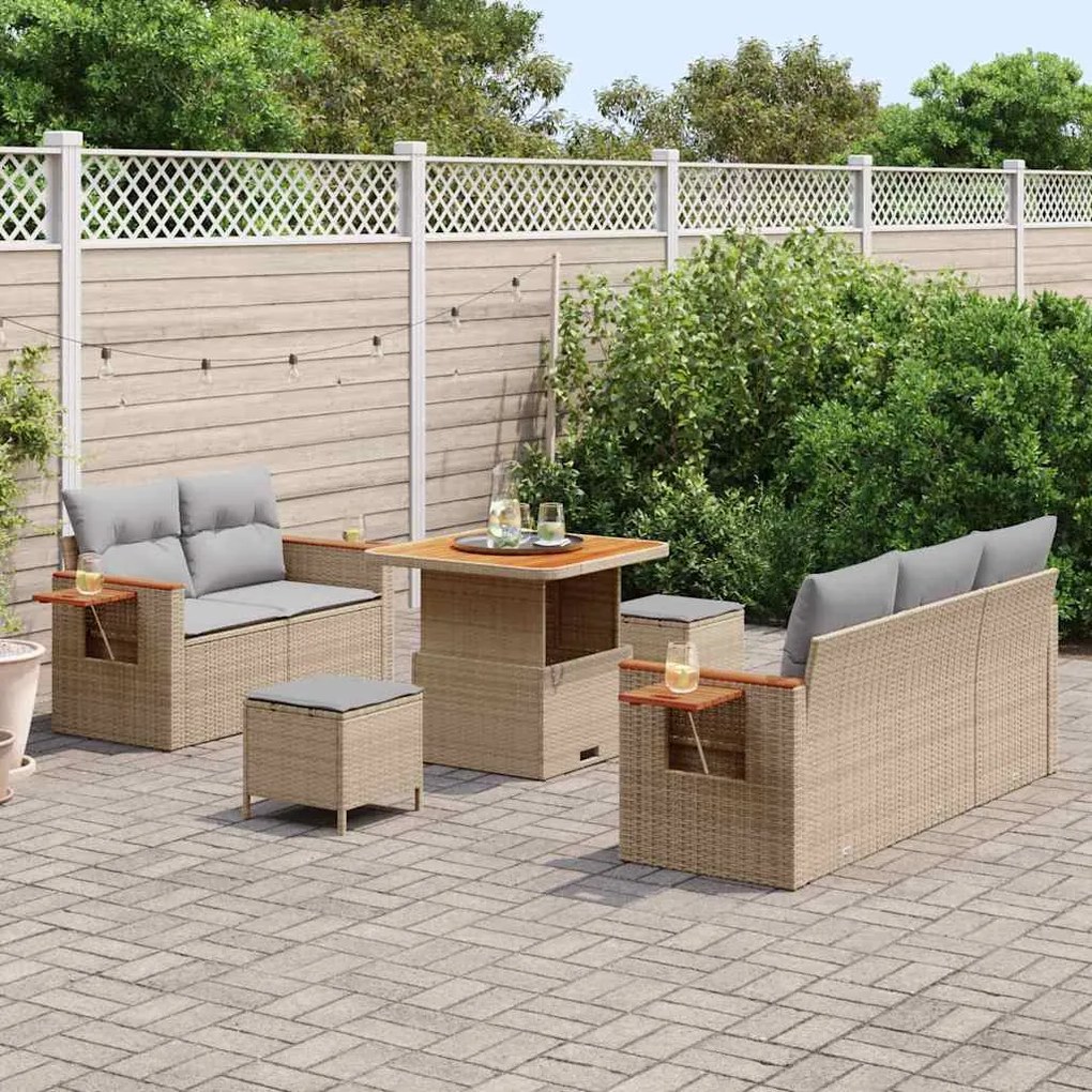 vidaXL Σετ Καναπέ Κήπου 8 pcs μπεζ και ανοιχτό γκρι 80 x 80 x 71 cm
