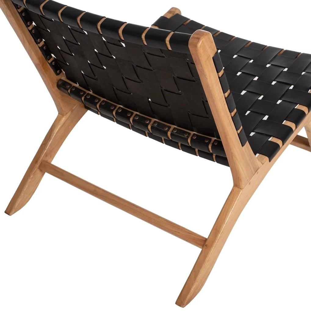 Καρέκλα FELIPE Μασίφ Ξύλο Teak και Μαύρο PU 65x82x88Υεκ. 65x82x88 εκ.