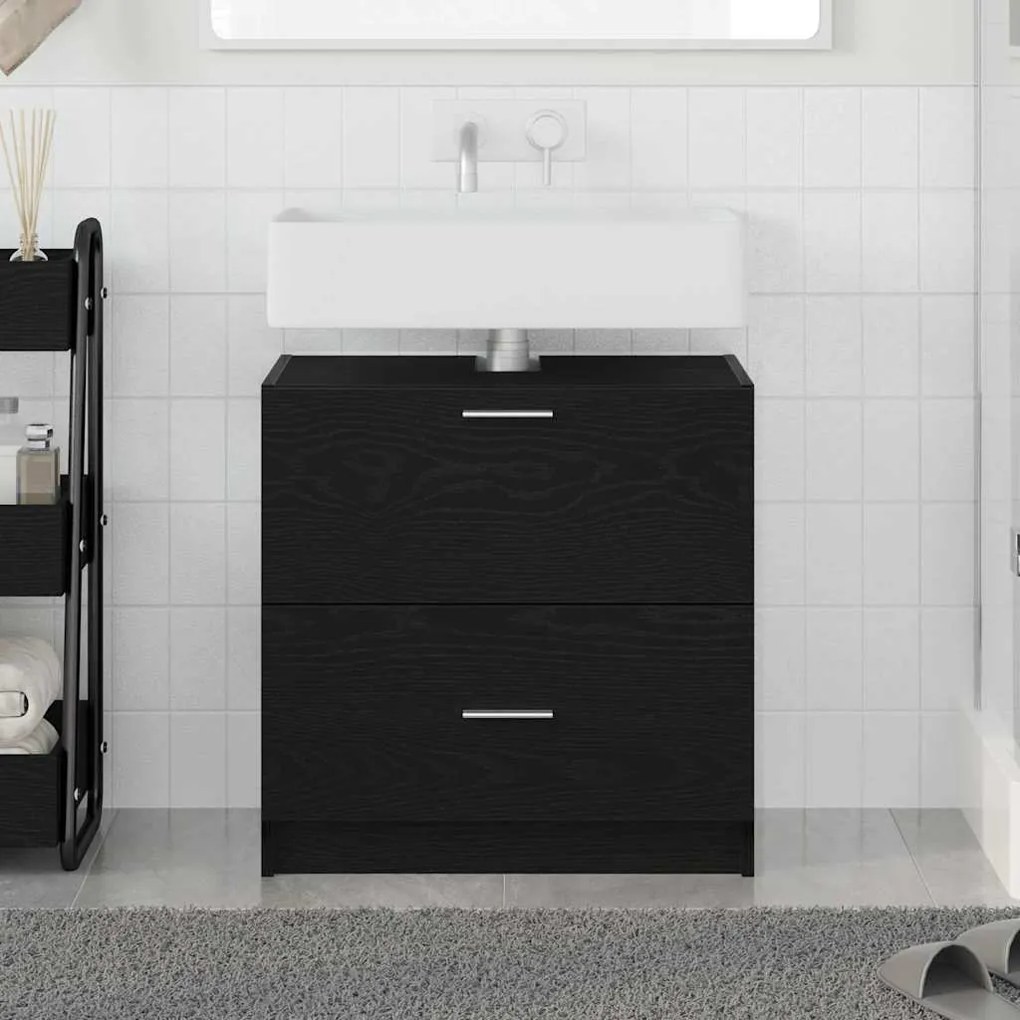vidaXL Ντουλάπι Νεροχύτη Μαύρη Οξυά 59 x 37 x 59 cm Επεξεργασμένο ξύλο