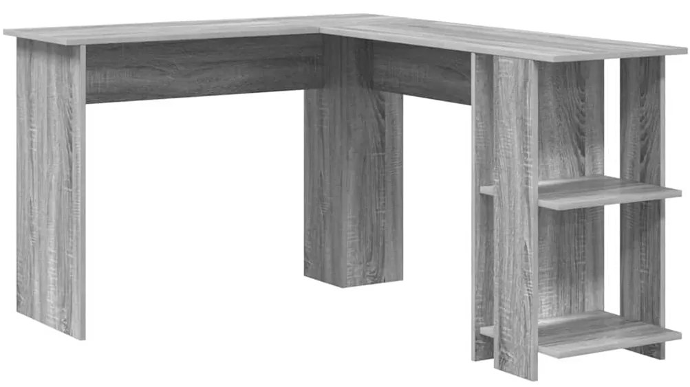 vidaXL Γωνιακό γραφείο με ράφι Γκρίζο Σονομα 140 x 113,5 x 75 εκ.