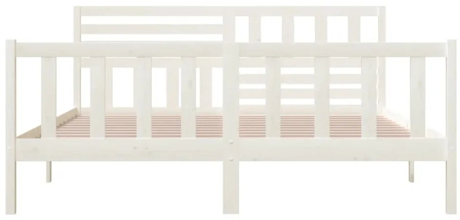 vidaXL Πλαίσιο Κρεβατιού Λευκό 180 x 200 εκ. Μασίφ Ξύλο Super King